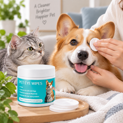 Pet Eye Cleaning Wipes for Cats and Dogs, Gentle Eye Care Wipes for Tear Stain and Eye Dirt Cleaning