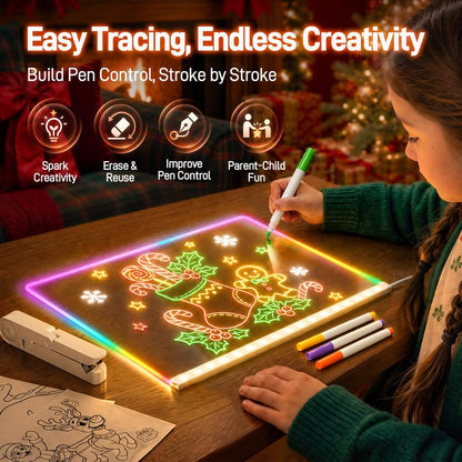 LED Drawing Board for Kids – Reusable Light-Up Doodle Board with Markers, Perfect Gift for Kids
