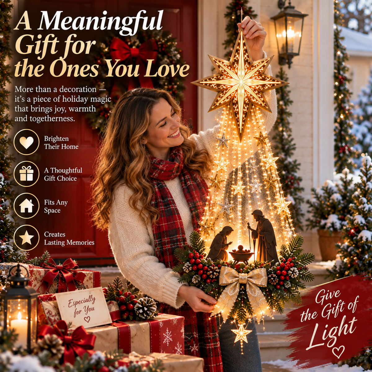 ✨Last Day 90% OFF✨✝️ Bethlehem Star of Faith – Lighted Nativity Wall Decor