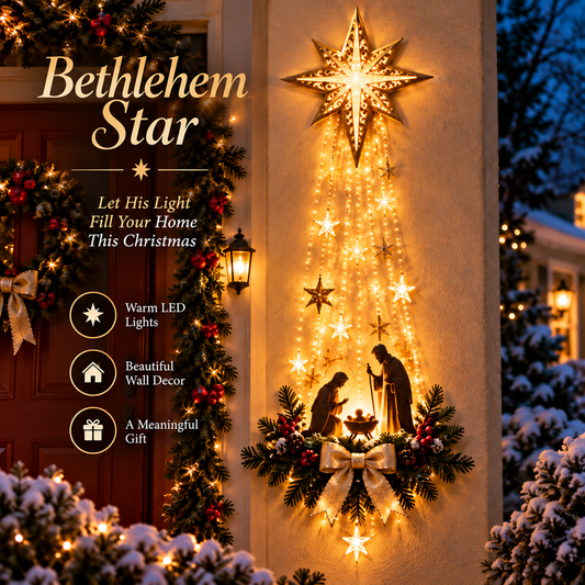 ✨Last Day 90% OFF✨✝️ Bethlehem Star of Faith – Lighted Nativity Wall Decor