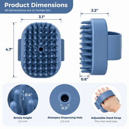 Pet Bath Brush for Dogs and Cats, Silicone Grooming Brush with Massage Cleaning Function