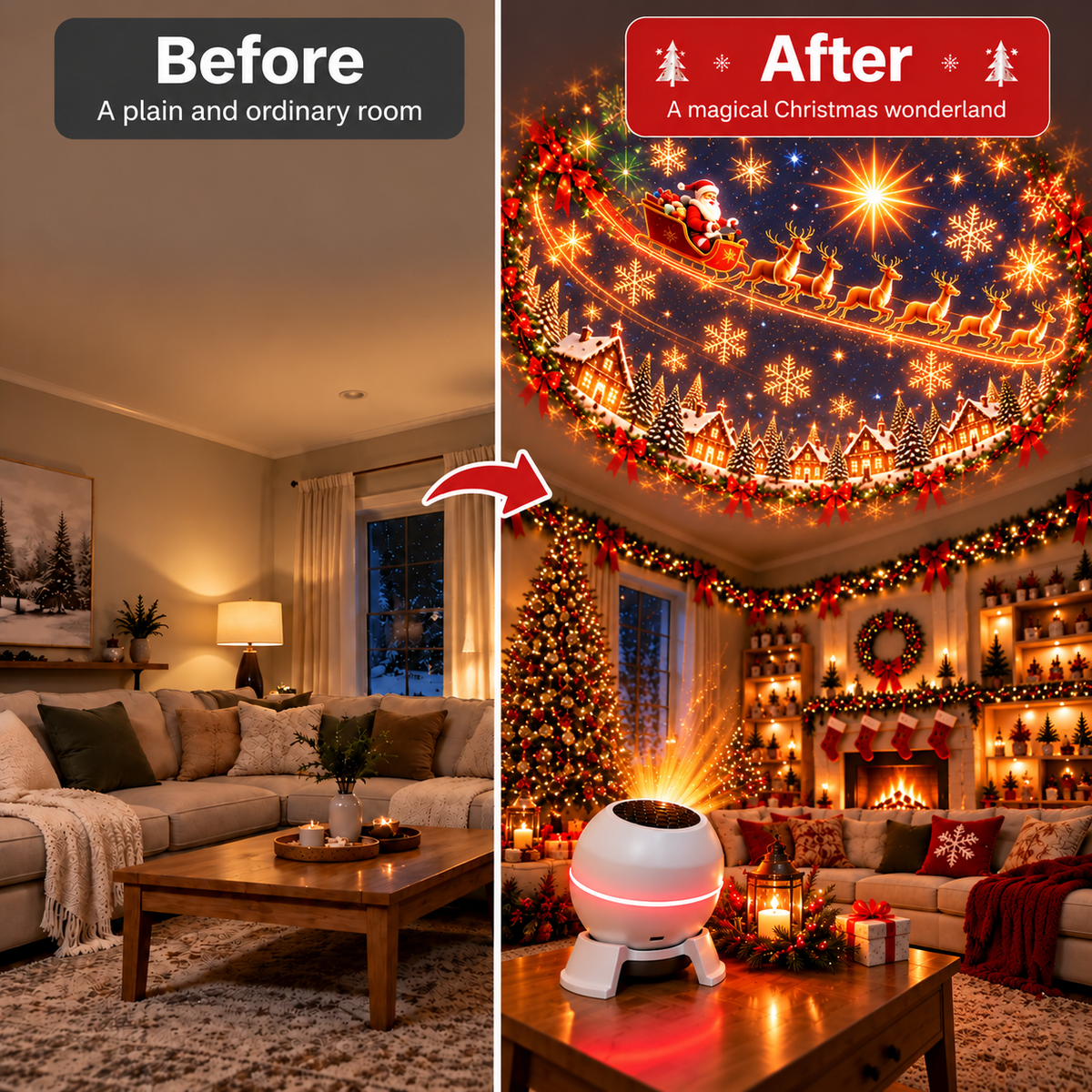 🎄 Turn Any Room Into a Christmas Wonderland – Holiday Projection Night Light