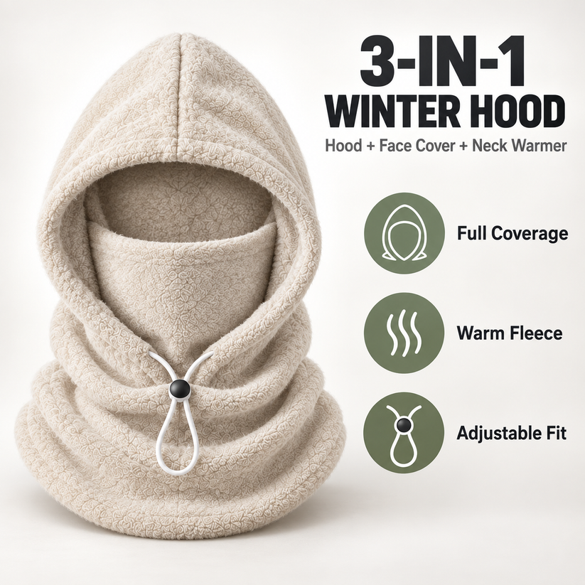 CozyShield Fleece Hood-3-in-1 Winter Hood