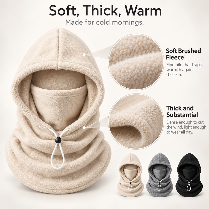 CozyShield Fleece Hood-3-in-1 Winter Hood