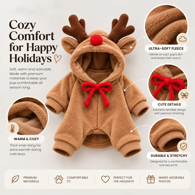 Cozy Christmas Pajamas for Small Dogs