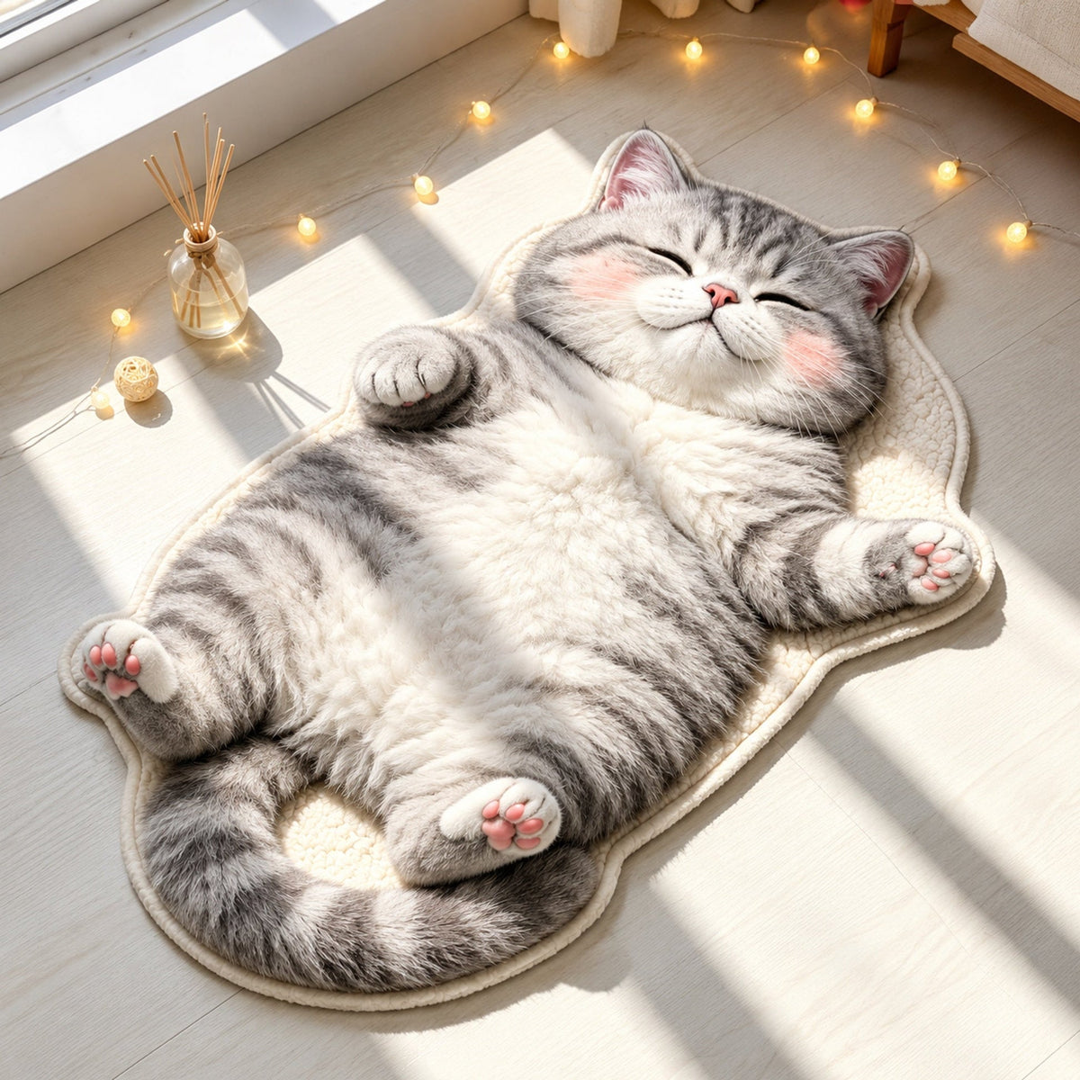 Chubby Tabby Cat Shaped Rug 🐱 🤎