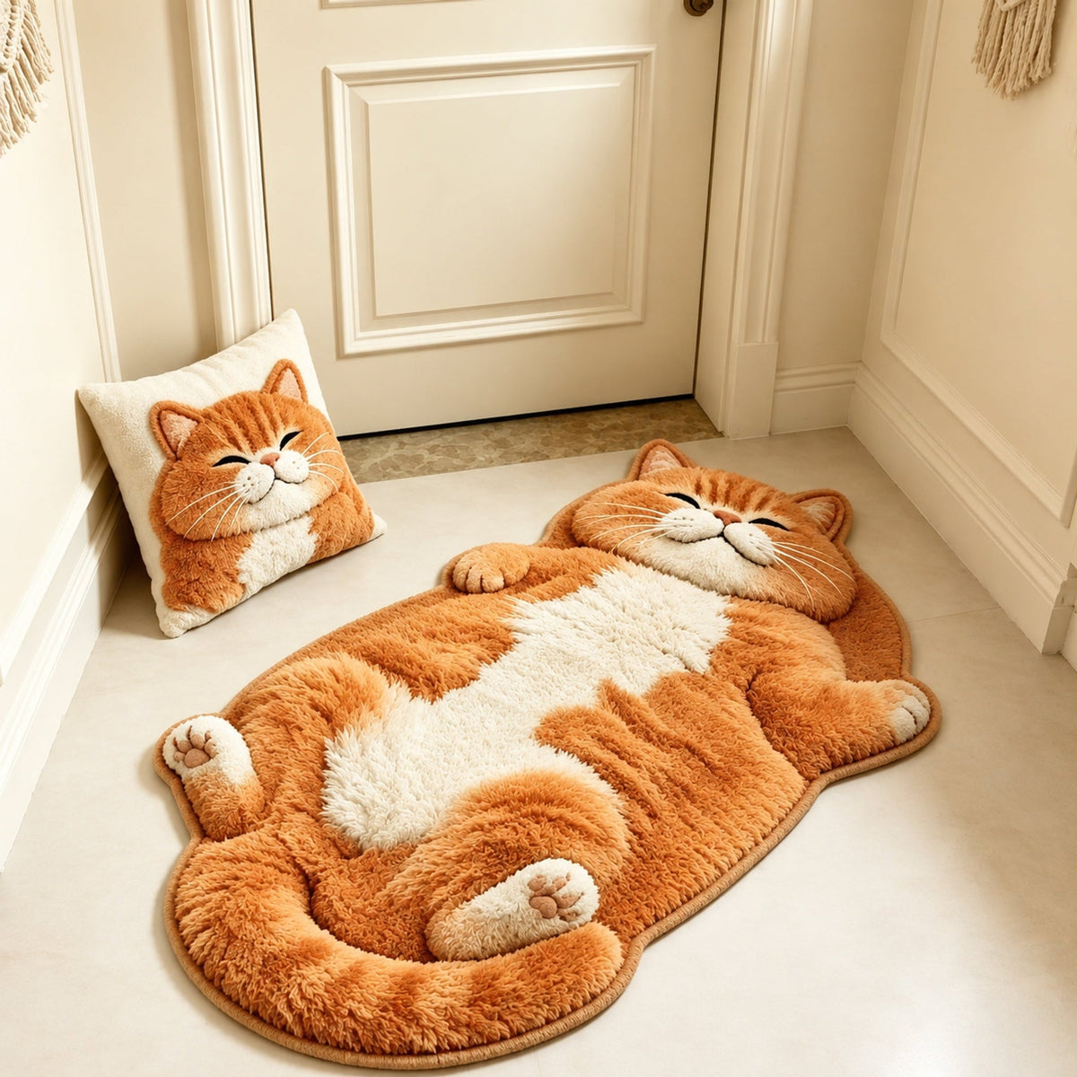Chubby Tabby Cat Shaped Rug 🐱 🤎