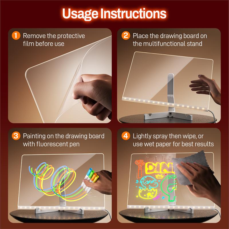 LED Drawing Board for Kids – Reusable Light-Up Doodle Board with Markers, Perfect Gift for Kids