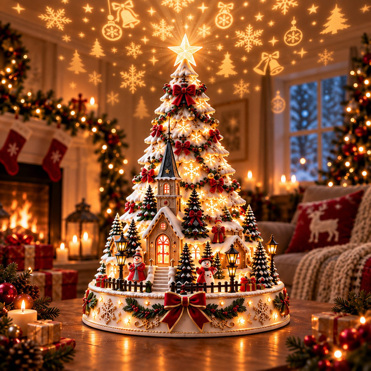 🏆 60,000+ Sold - 🎄Christmas Village Lightscape Tree（Dimensions: 7.87"L × 5.91"W × 5.91"H, Volume 274.61 in³, Net Weight 200g）