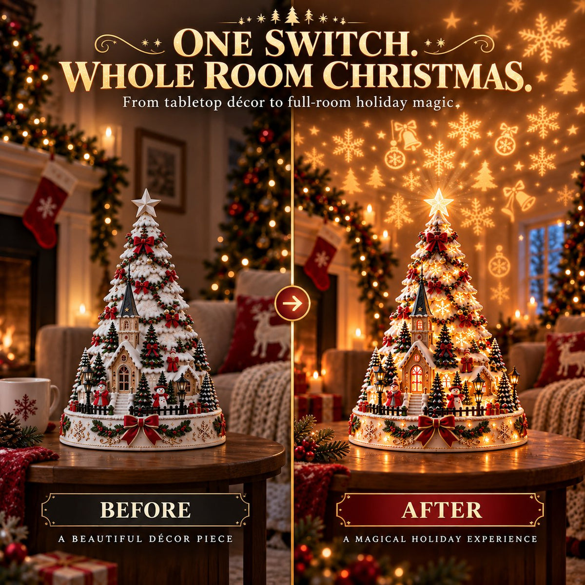 🏆 60,000+ Sold - 🎄Christmas Village Lightscape Tree（Dimensions: 7.87"L × 5.91"W × 5.91"H, Volume 274.61 in³, Net Weight 200g）