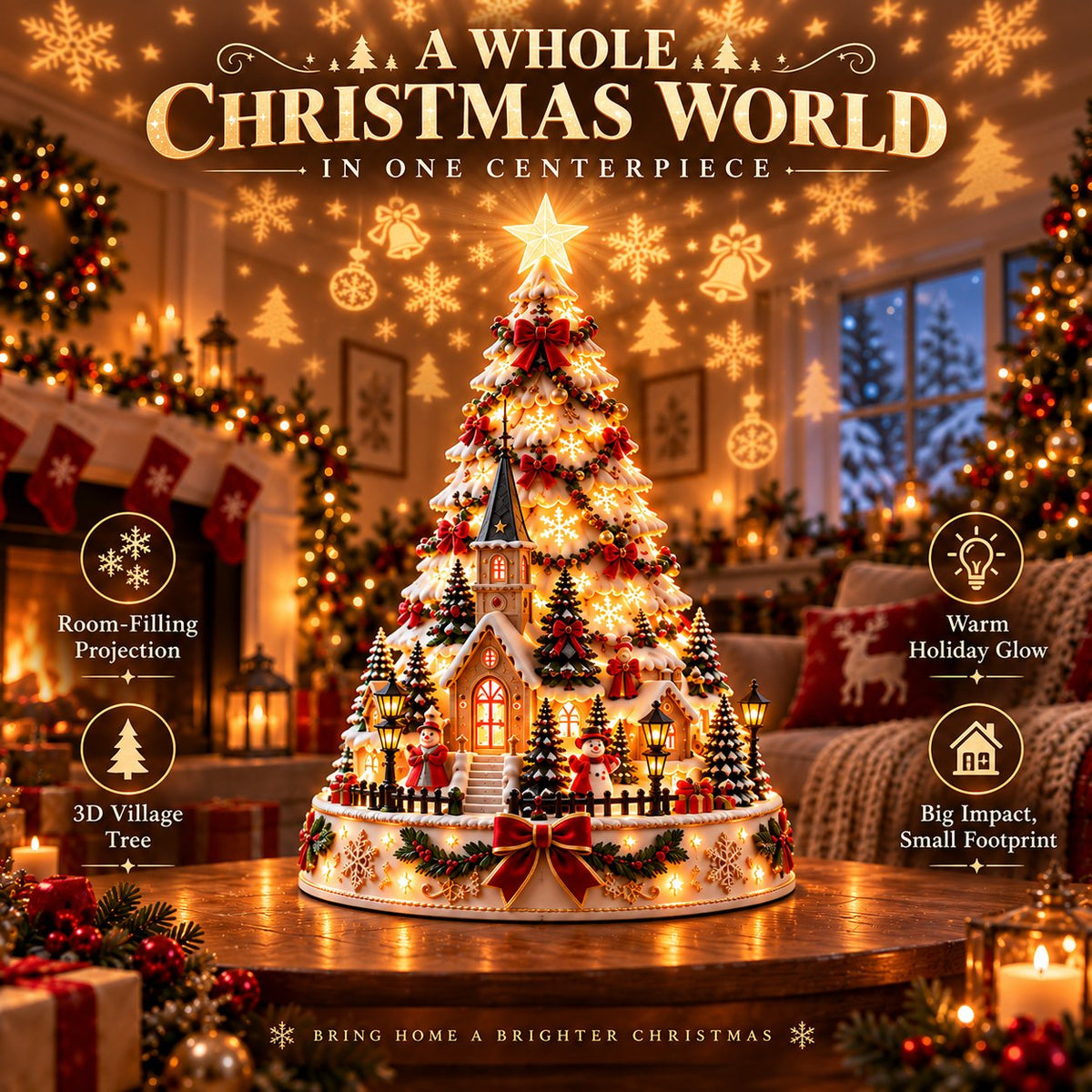 🏆 60,000+ Sold - 🎄Christmas Village Lightscape Tree（Dimensions: 7.87"L × 5.91"W × 5.91"H, Volume 274.61 in³, Net Weight 200g）
