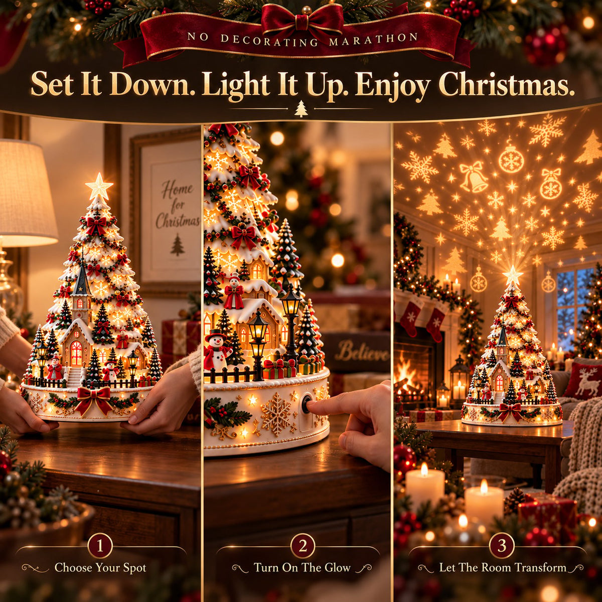 🏆 60,000+ Sold - 🎄Christmas Village Lightscape Tree（Dimensions: 7.87"L × 5.91"W × 5.91"H, Volume 274.61 in³, Net Weight 200g）