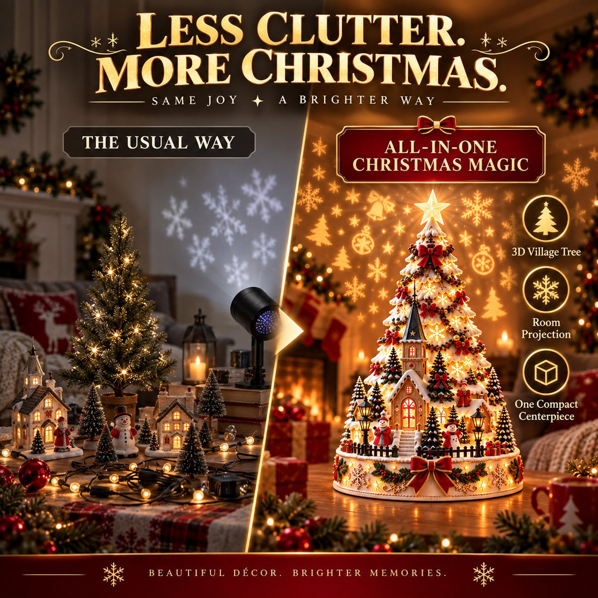 🏆 60,000+ Sold - 🎄Christmas Village Lightscape Tree（Dimensions: 7.87"L × 5.91"W × 5.91"H, Volume 274.61 in³, Net Weight 200g）