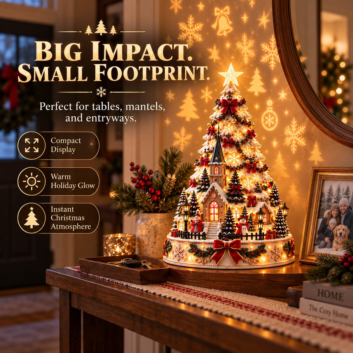 🏆 60,000+ Sold - 🎄Christmas Village Lightscape Tree（Dimensions: 7.87"L × 5.91"W × 5.91"H, Volume 274.61 in³, Net Weight 200g）