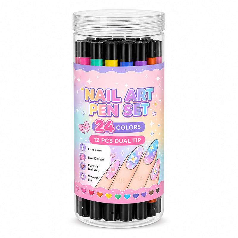 ⏳Time-Limited Special⏰ 24 Colors Dual Ended Nail Art Pens Set – Dual-Tip Design, Smooth Ink Flow & Long Lasting Brilliance – Perfect for DIY Manicure ✨